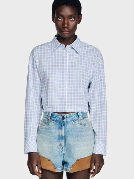 Картата сорочка Sandro біла