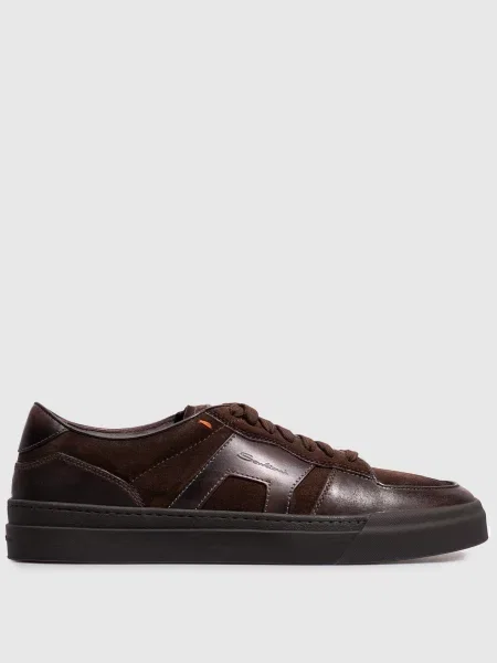 Замшеві кеди з перфарацією Santoni коричневі