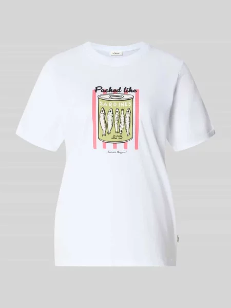 Męski t-shirt o kroju regular fit z czystej bawełny S.oliver Red Label biała