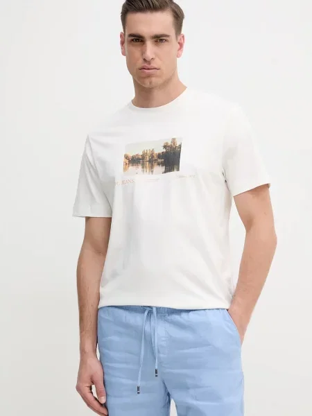 Тениска Pepe Jeans DESMOND TEE с принт бежово