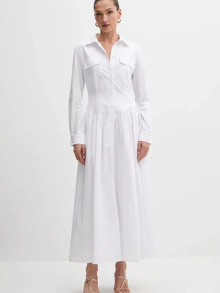 Bardot rochie din maxi evazați alb