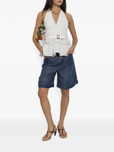 Cu centură top Self-portrait cu model floral alb