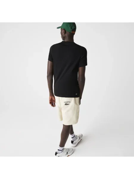 Lacoste T-Shirt Z Oddychającego Dżerseju Sport Z Nadrukiem Z Logo Krokodyla 3D czarna