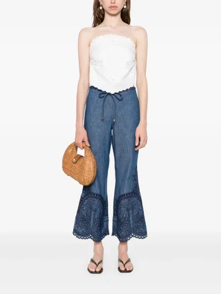 Pantaloni Zimmermann cu broderie albastru
