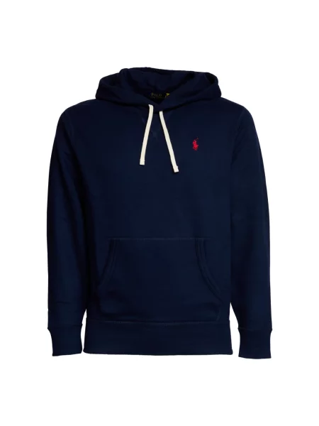 Bluza z kapturem Polo Ralph Lauren z kapturem z logo polarowa niebieska
