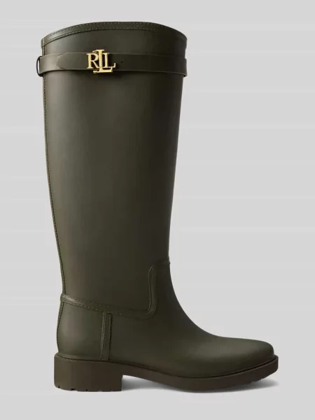 Kalosze z detal z logo Lauren Ralph Lauren oliwkowe