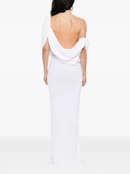 Rochie maxi Christopher Esber drapată de costum alb
