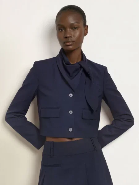 Claudie Pierlot Kurtka Pudełkowa blau granatowa