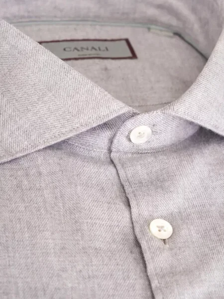 Cămașă Canali cu model herringbone gri