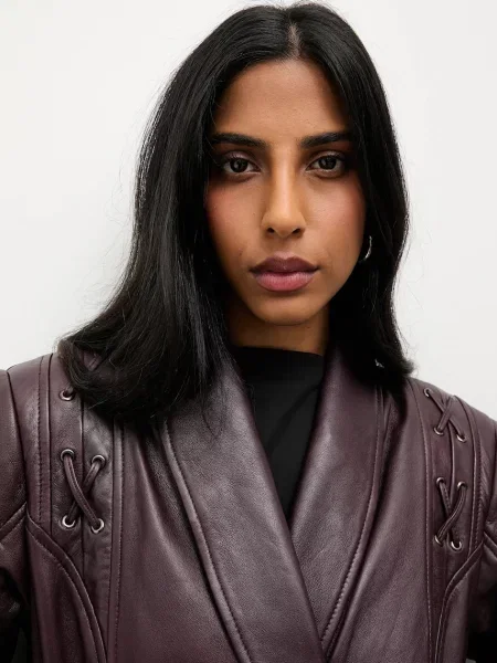 Шкіряний плащ Answear.LAB бордовий