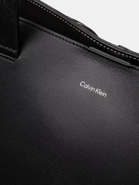 Calvin Klein Taška Ck Premium Leather E/W Tote Xl čierna