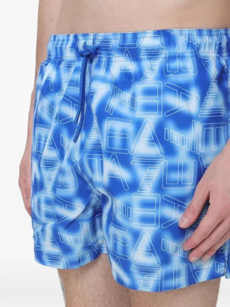 Долнища на бански Ea7 Emporio Armani с принт синьо