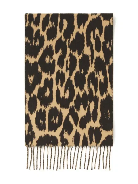 Fular Lanvin cu franjuri cu model leopard