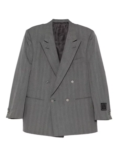 Pruhované dvouřadé sako Christian Dior Pre-owned šedé