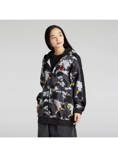 Bluza z kapturem unisex NEKOSAN x HOOPS DYLAN z grafiką i suwakiem czarna