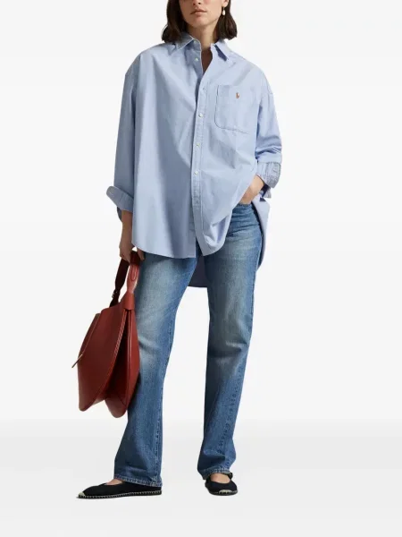 Șapcă Polo Ralph Lauren din fleece cu dungi cu volane albastru