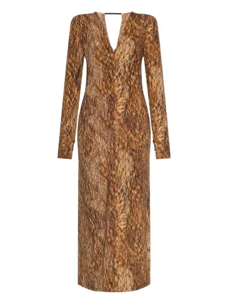 Rochie maxi Mm6 Maison Margiela lungă de costum maro