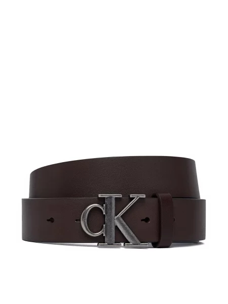 Diržas Calvin Klein Ck Buckle Smooth Tamsiai ruda