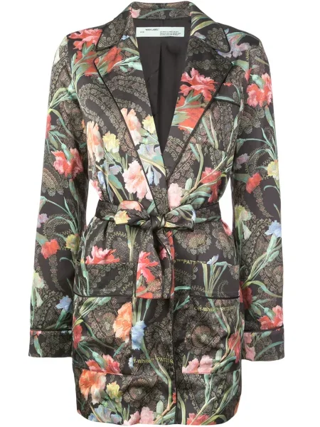 Geacă Off-white cu model floral alb