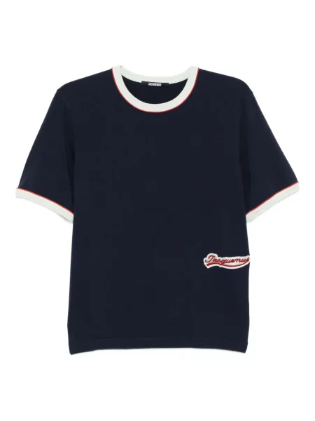 Tricou Jacquemus cu broderie albastru