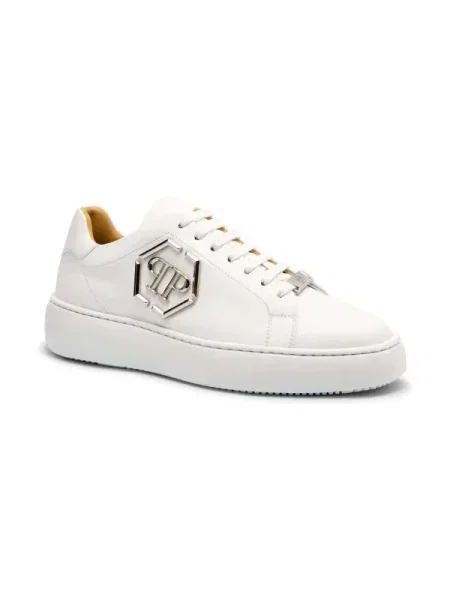 Philipp Plein Bőr sneakers tornacipő Hexagon fehér