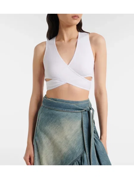 Top Alaïa tricotate alb