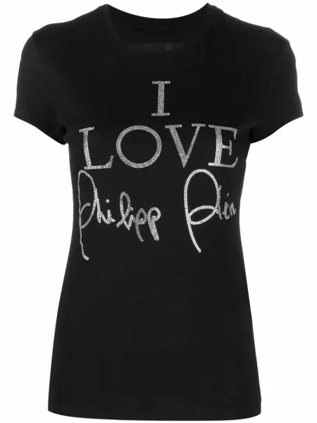 Tricou Philipp Plein de cristal scurt negru