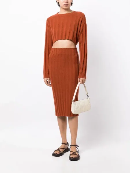 Kašmyro briaunotas megztinis Cashmere In Love apkarpytas ruda