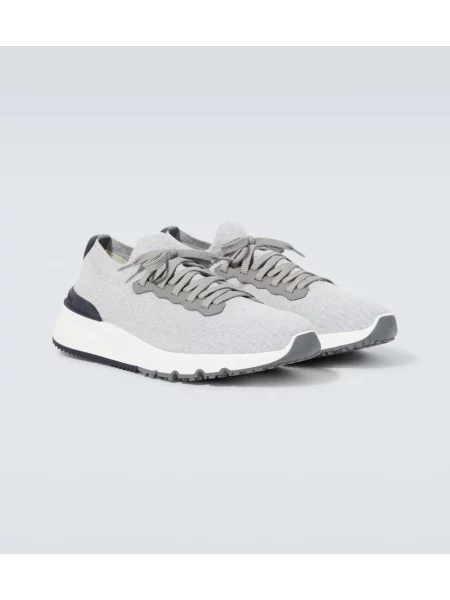Sneakerși Brunello Cucinelli din piele gri