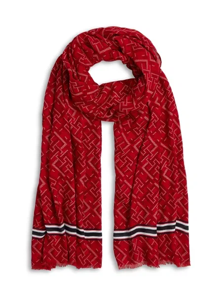 TOMMY HILFIGER Fular roșu / roșu bordeaux / negru alb
