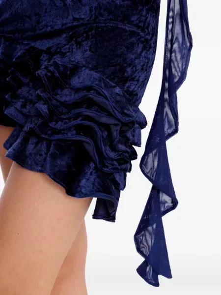 Rochie mini Amir Slama cu volane de costum albastru