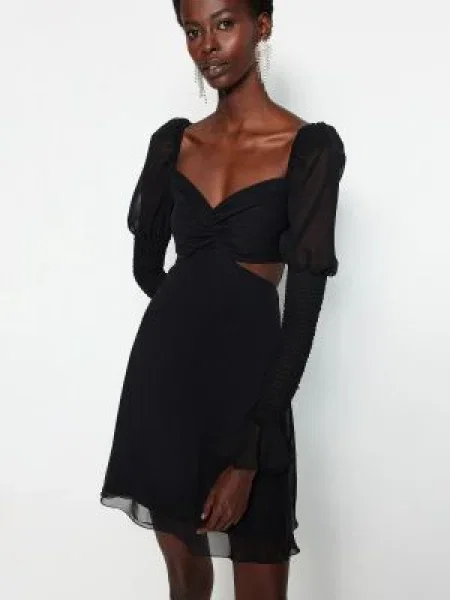 Rochie de seară Trendyol din șifon eleganta negru