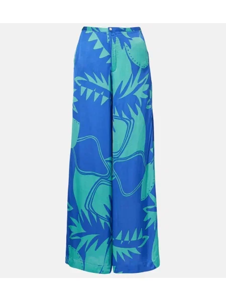 Pantaloni Poupette St Barth cu talie înaltă cu imagine albastru