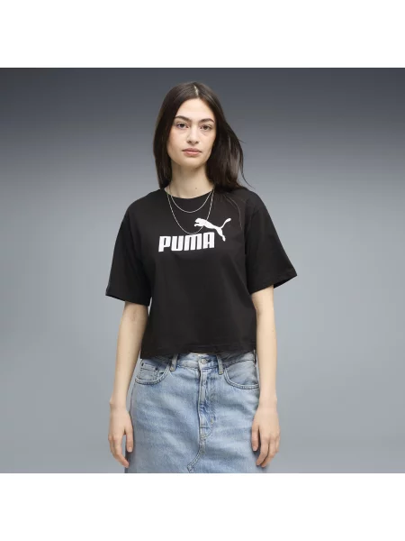 PUMA luźna koszulka z logo ESS Cropped Odzież XL czarny