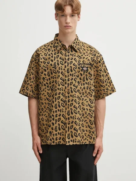 Wacko Maria cămașă din DICKIES / WORK SHIRT cu guler clasic relaxed maro