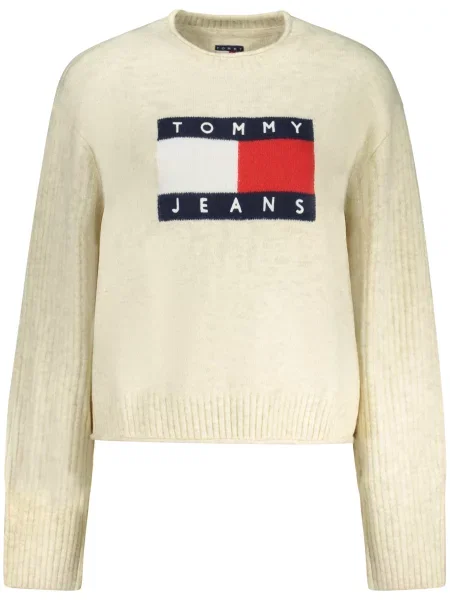 Pulover Tommy Jeans de lână bej