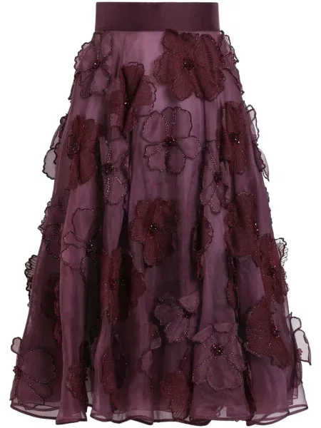 Spódnica midi Dolce And Gabbana w kwiatki do kolan czerwona