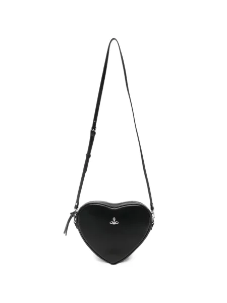 Geanta crossbody Vivienne Westwood cu motiv cu inimi negru