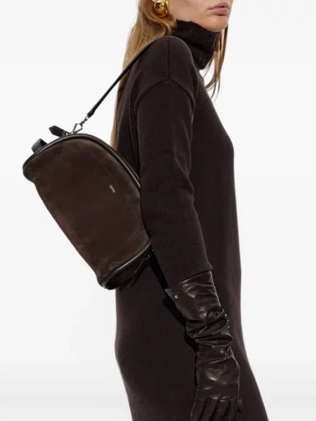 Geantă Max Mara din piele de căprioară maro