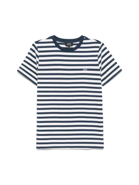A.P.C. t-shirt t-shirt standard apc brode raye męski granatowy wzorzysty niebieska