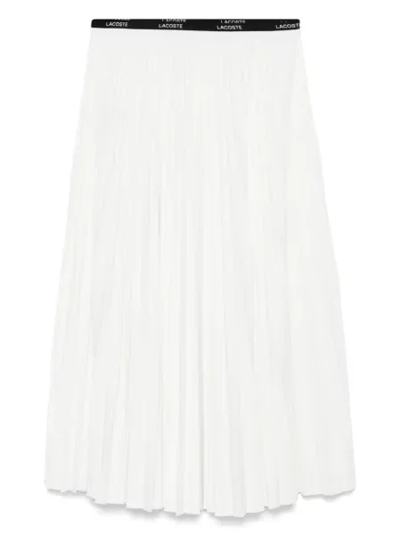 Fustă midi Lacoste până la genunchi alb