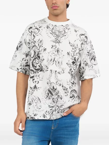 Virágos póló Roberto Cavalli nyomtatás fehér