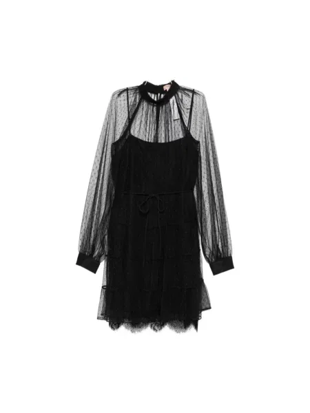 Sukienka mini Twinset z falbankami czarna