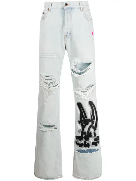 Blugi Off-white cu imagine alb