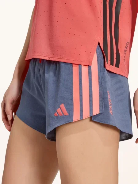 Adidas Bežecké Šortky 2 V 1 Adizero Running Gel Pocket černošedá / neonově oranžová