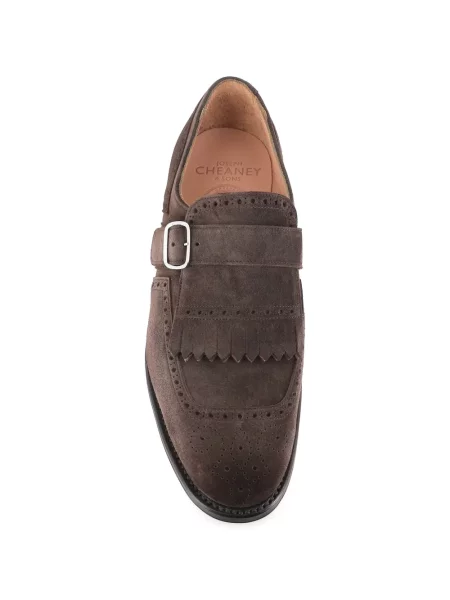 Pantofi monk Cheaney din piele de căprioară maro