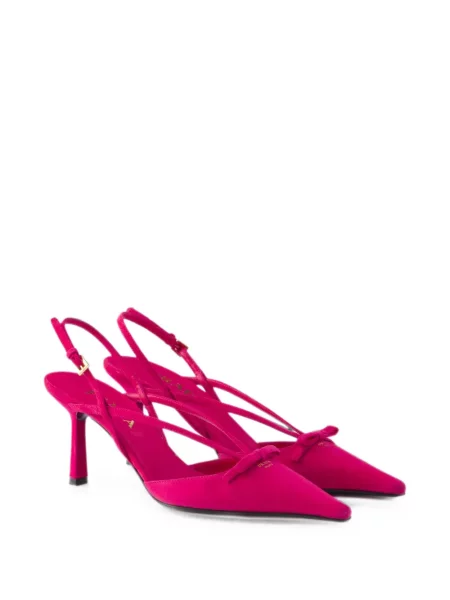 Pantofi cu toc Prada din piele de căprioară slingback roz