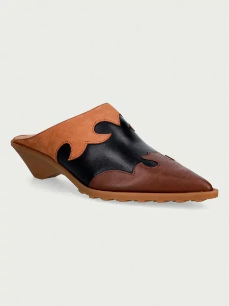 Camper șlapi wedges pentru femei din piele Anita maro