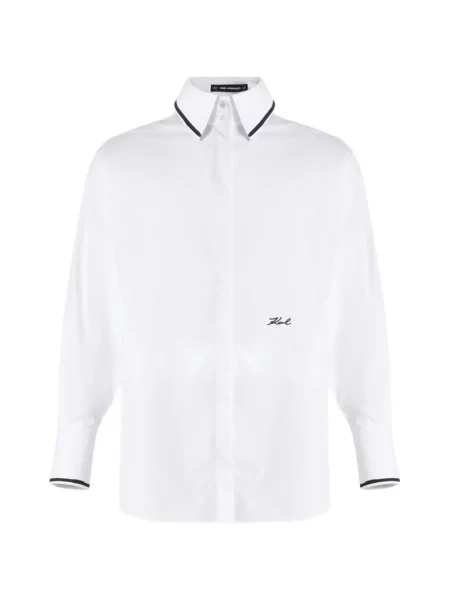 Cămașă Karl Lagerfeld cu imagine din poplin alb