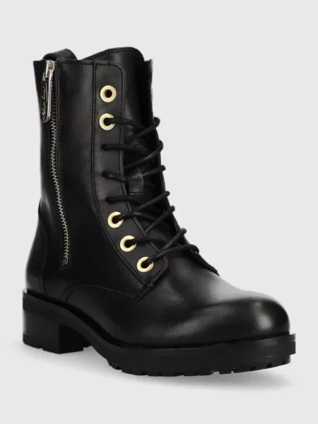 Botki Tommy Hilfiger skórzane czarne